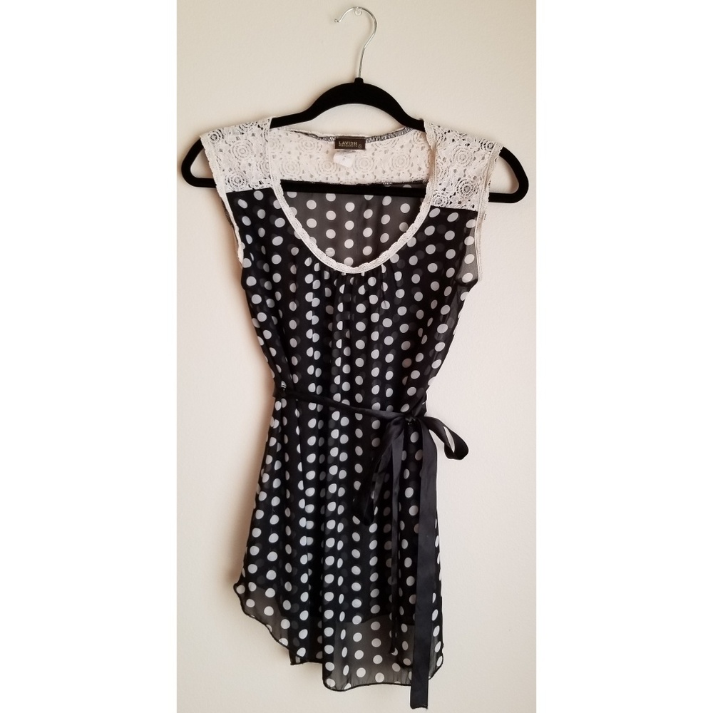 Lavish Maternity | Black & White Lace Polka Dot S